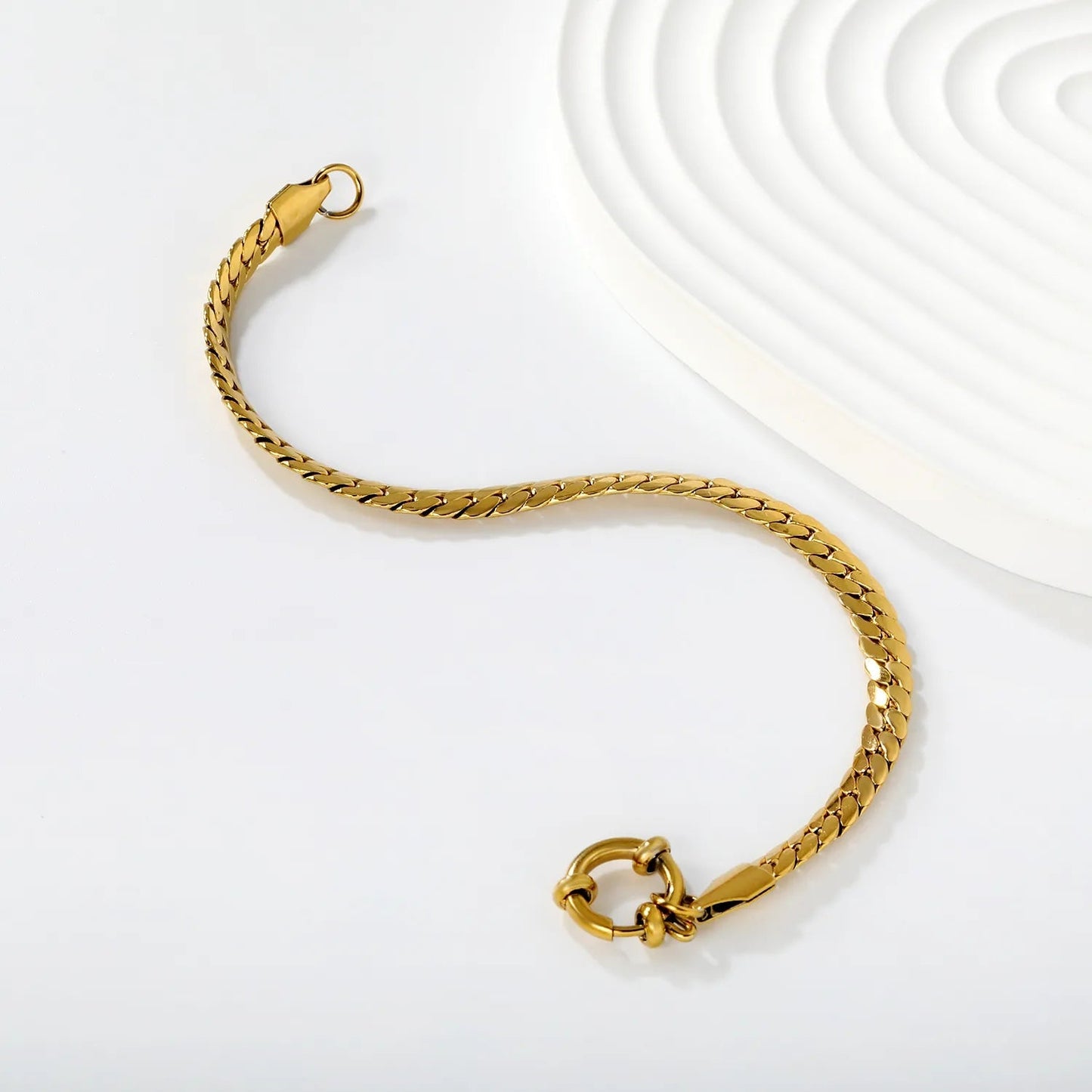 Wholesale 304L Stainless Steel Gold Fishbone Bracelet OT Clasp Wheat Chain 16cm