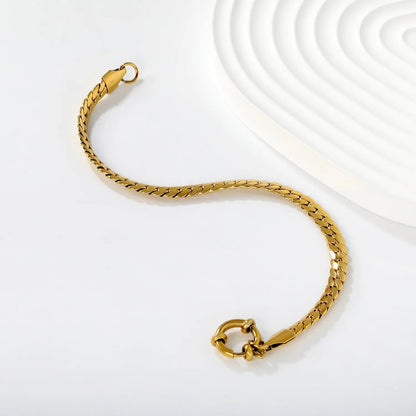 Wholesale 304L Stainless Steel Gold Fishbone Bracelet OT Clasp Wheat Chain 16cm