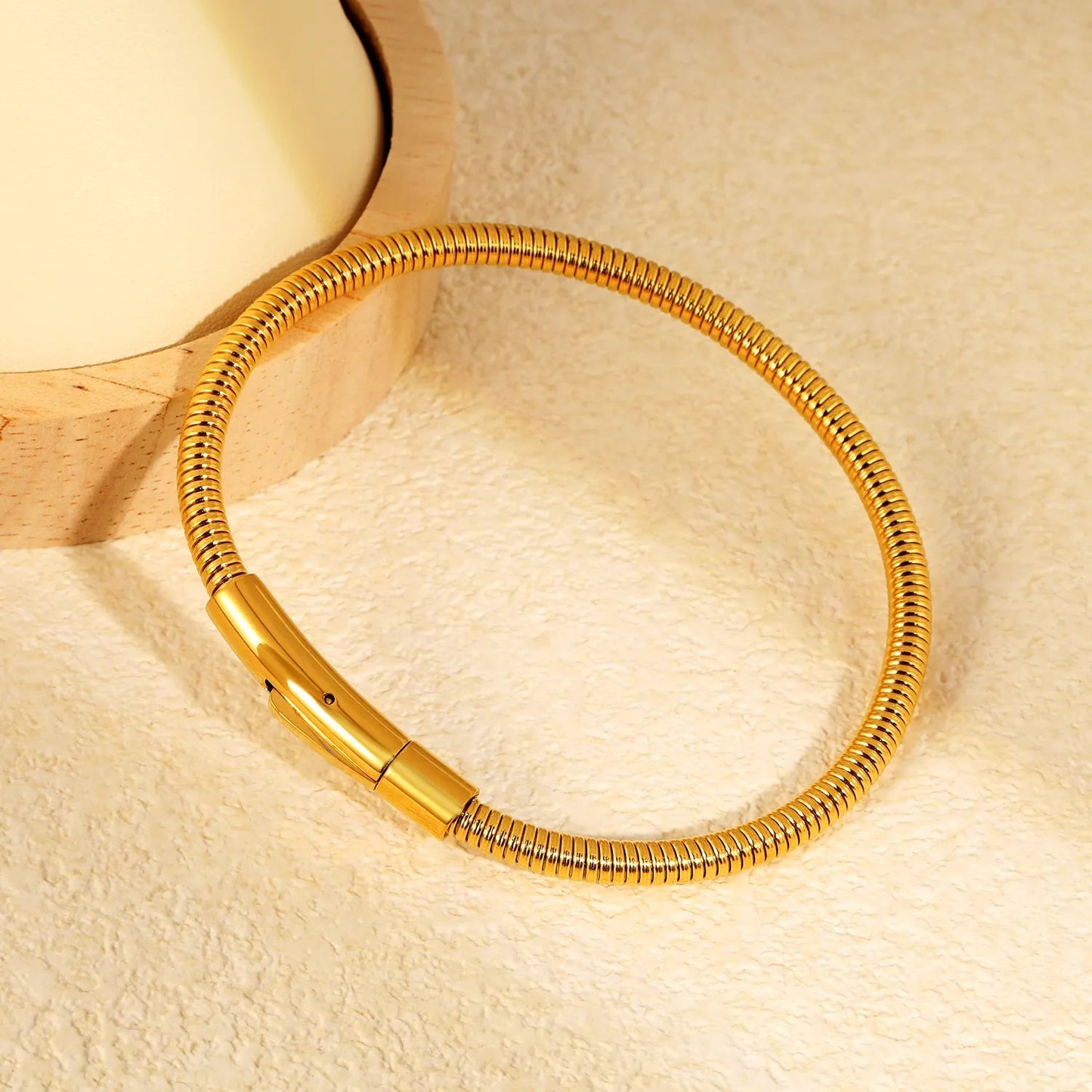 Gold Plated 304L Steel Snake Chain C Minimalist Spring Clasp 67cm 11.7g
