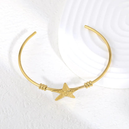 Wholesale 304L Stainless Steel Gold Starfish Open Bangle