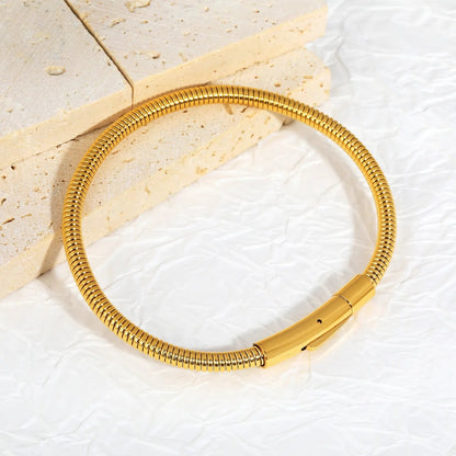Gold Plated 304L Steel Snake Chain C Minimalist Spring Clasp 67cm 11.7g