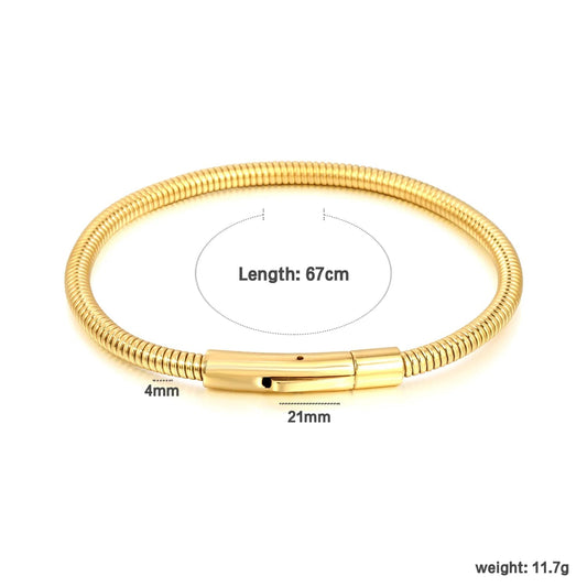 Gold Plated 304L Steel Snake Chain C Minimalist Spring Clasp 67cm 11.7g