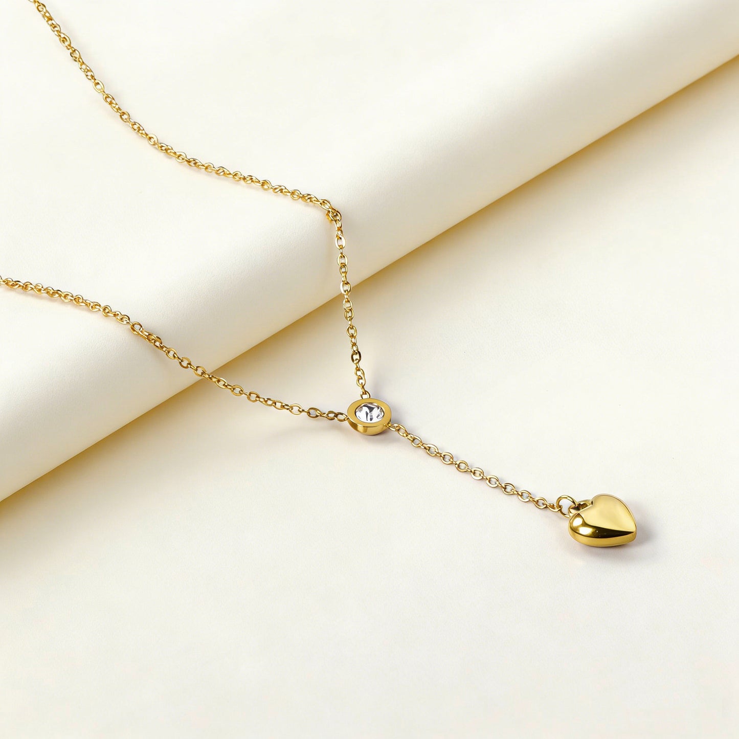 Wholesale 304L Stainless Steel Heart Tassel Necklace 45+5cm