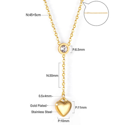 Wholesale 304L Stainless Steel Heart Tassel Necklace 45+5cm