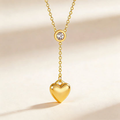 Wholesale 304L Stainless Steel Heart Tassel Necklace 45+5cm
