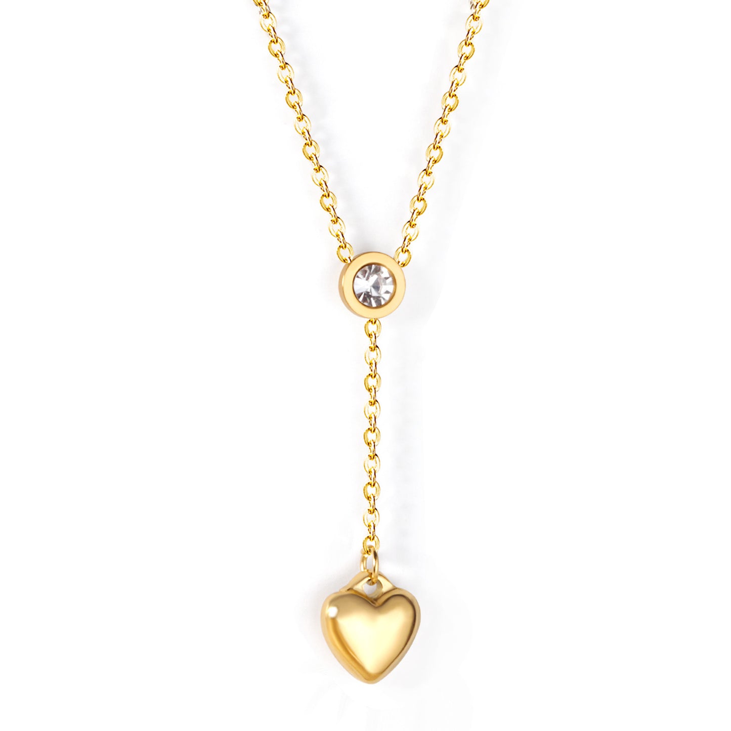 Wholesale 304L Stainless Steel Heart Tassel Necklace 45+5cm