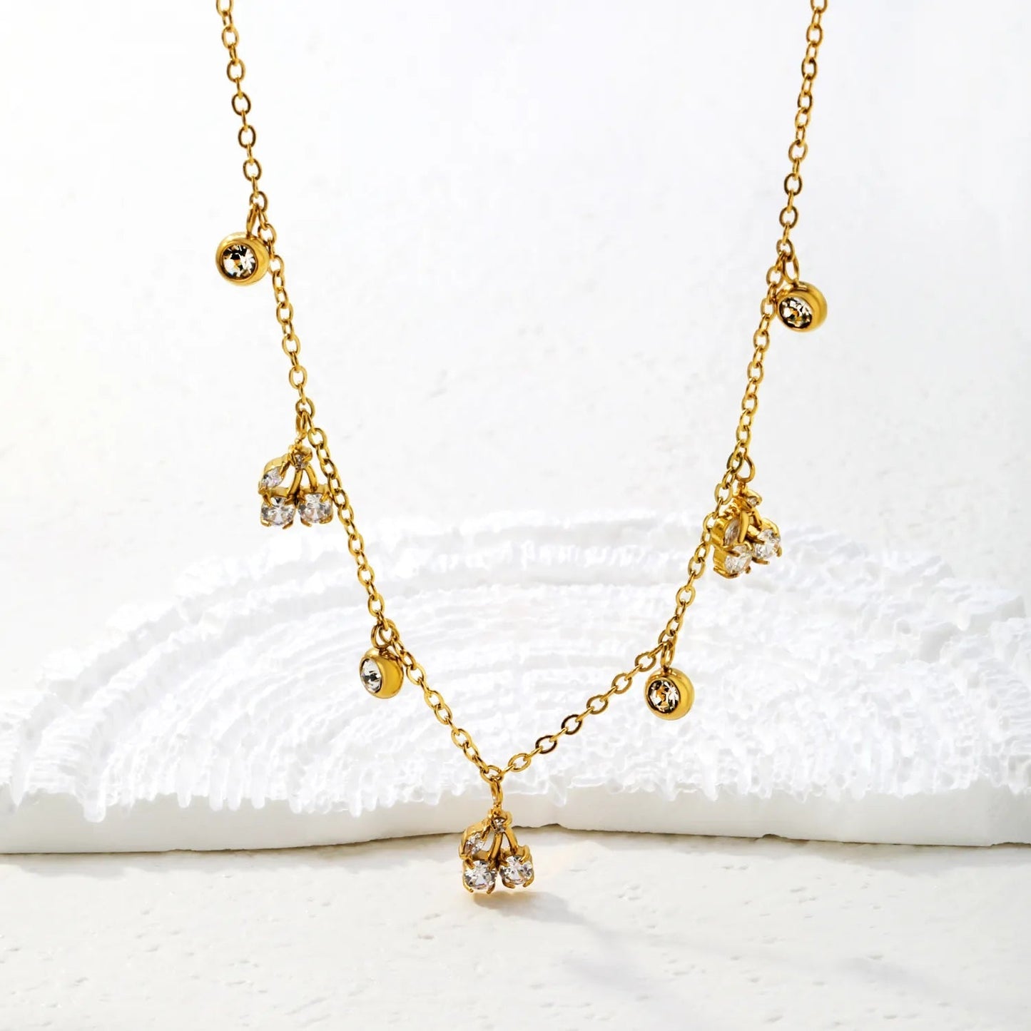 Wholesale 304L Stainless Steel Multi Drop Zircon Necklace Bulk