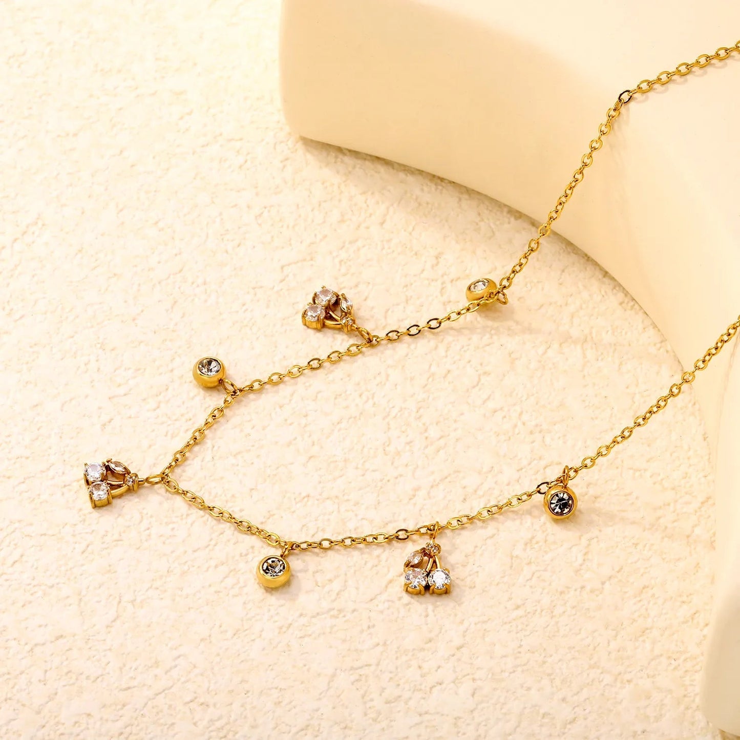 Wholesale 304L Stainless Steel Multi Drop Zircon Necklace Bulk