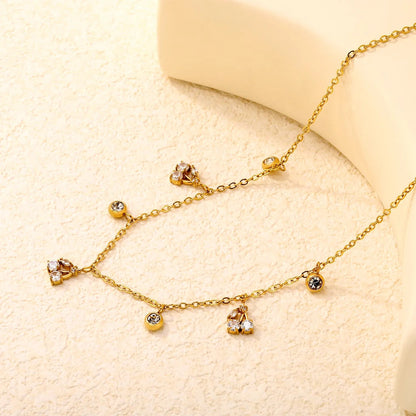 Wholesale 304L Stainless Steel Multi Drop Zircon Necklace Bulk