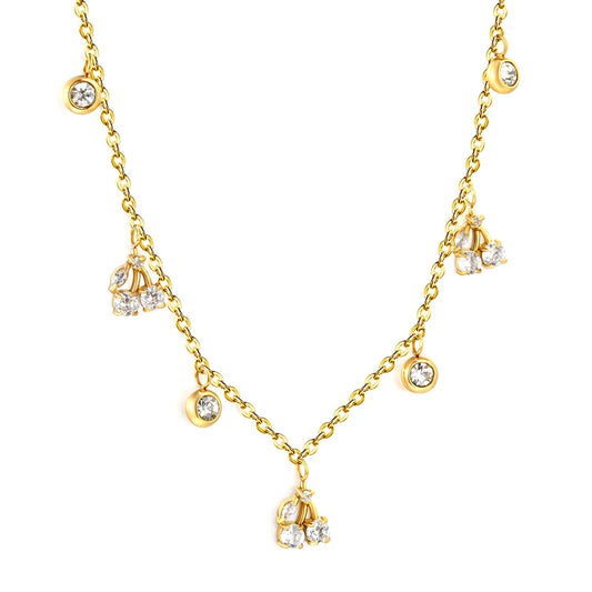Wholesale 304L Stainless Steel Multi Drop Zircon Necklace Bulk