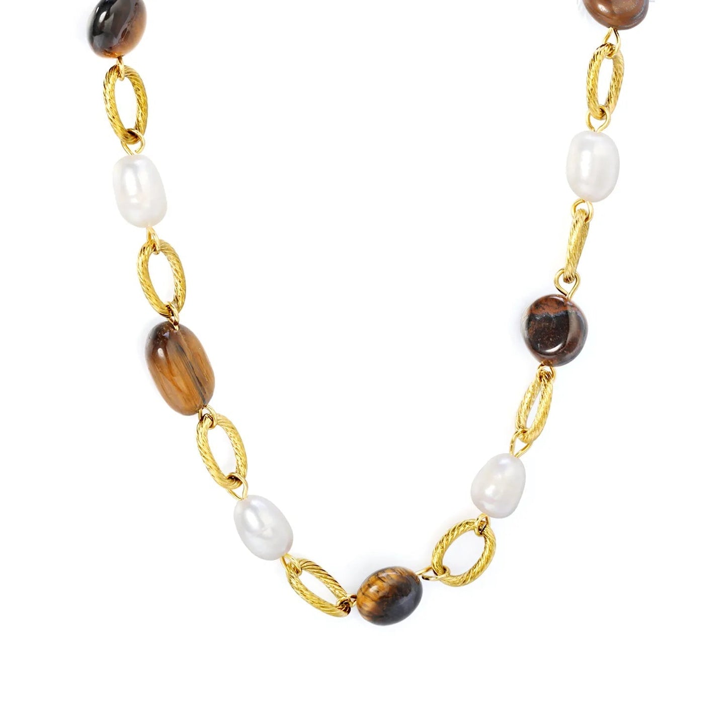 Wholesale 304L Stainless Steel Tiger Eye Pearl Necklace Bulk