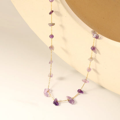 Wholesale Stainless Steel Amethyst Necklace | Healing Stone Jewelry Bulk