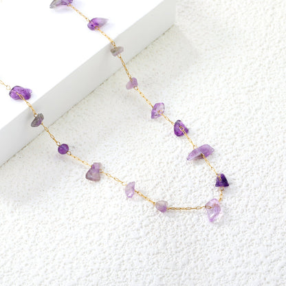 Wholesale Stainless Steel Amethyst Necklace | Healing Stone Jewelry Bulk