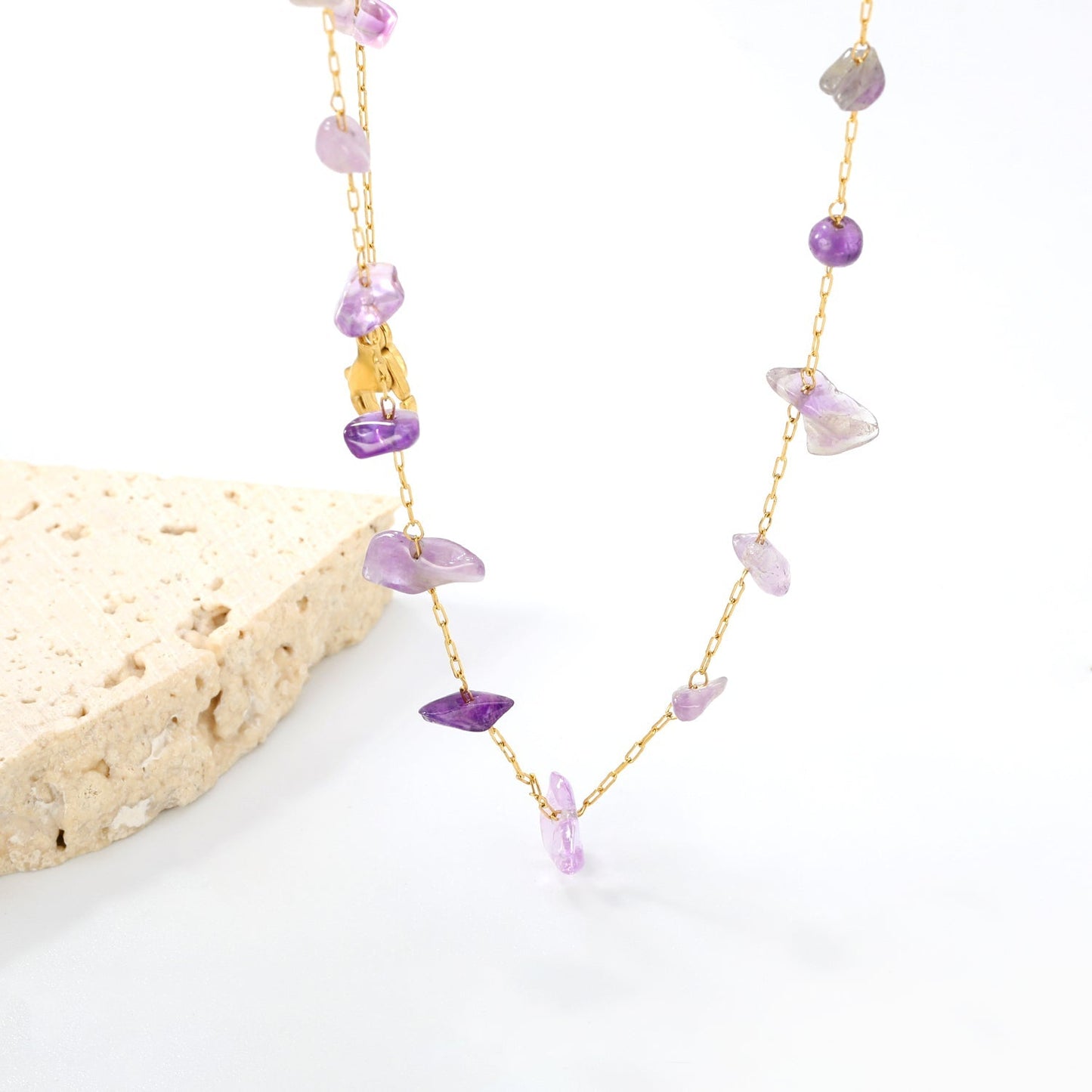 Wholesale Stainless Steel Amethyst Necklace | Healing Stone Jewelry Bulk