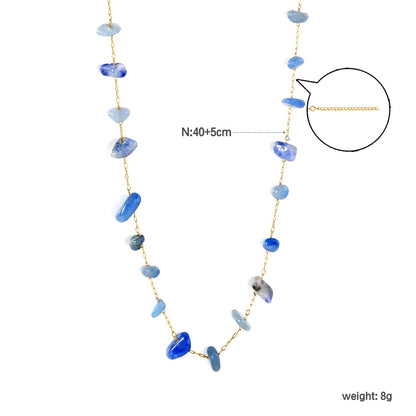 Wholesale Stainless Steel Blue Stone Necklace | Ocean Style Jewelry Bulk