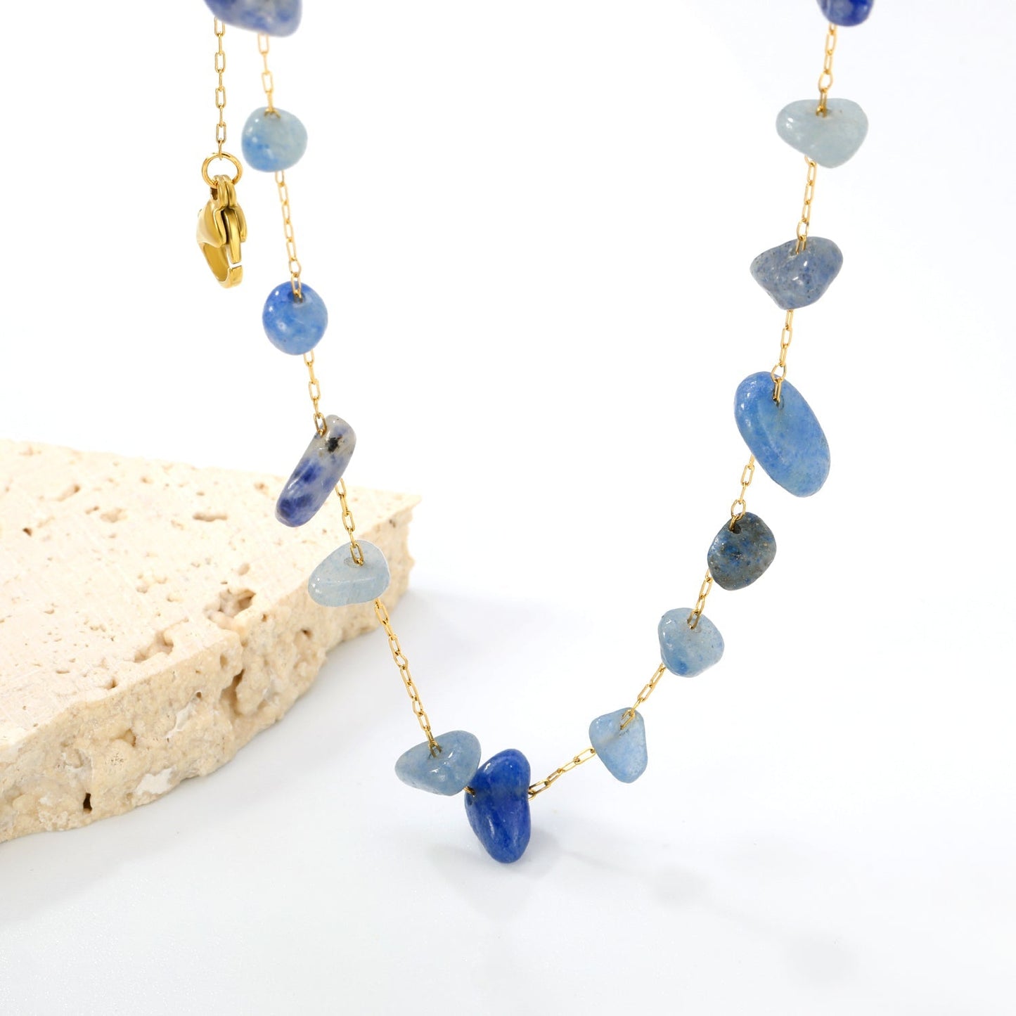 Wholesale Stainless Steel Blue Stone Necklace | Ocean Style Jewelry Bulk