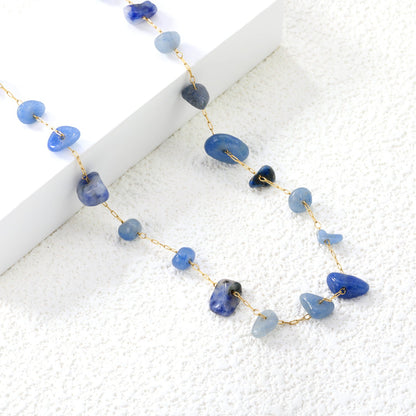 Wholesale Stainless Steel Blue Stone Necklace | Ocean Style Jewelry Bulk
