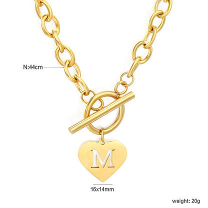 Wholesale Stainless Steel Initial Necklace | Heart Toggle Chunky Chain Bulk