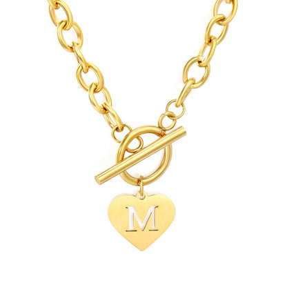 Wholesale Stainless Steel Initial Necklace | Heart Toggle Chunky Chain Bulk