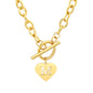 Wholesale Stainless Steel Initial Necklace | Heart Toggle Chunky Chain Bulk