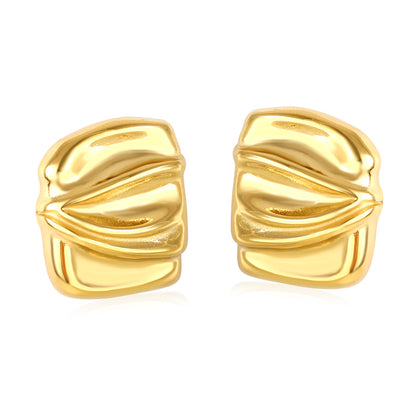 Wholesale 18K Gold Plated Crushed Metal Earrings Textured Surface Industrial ArtHigh-resolution on white background