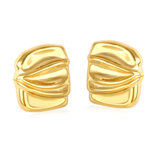 Wholesale 18K Gold Plated Crushed Metal Earrings Textured Surface Industrial ArtHigh-resolution on white background