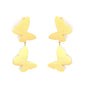 Wholesale 18K Gold Plated Double Butterfly Earrings Layered Design Natural ThemeHigh-resolution on white background
