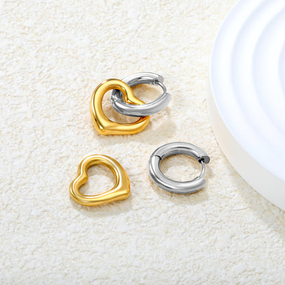 Wholesale 18K Gold Plated Heart Hoop Earrings Interlock Design Minimalist LuxuryClose-up of the light-colored ambiance