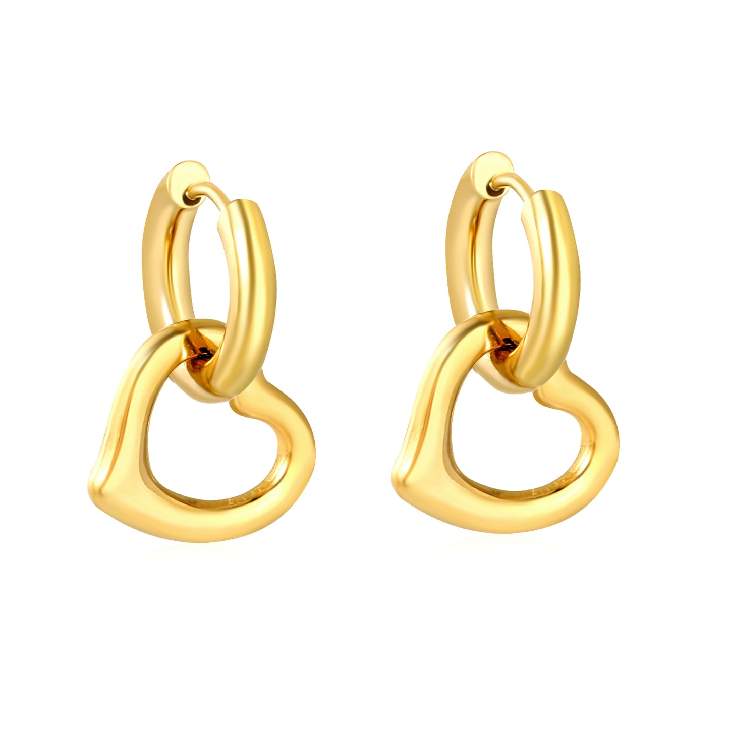 Wholesale 18K Gold Plated Heart Hoop Earrings Interlock Design Minimalist LuxuryHigh-resolution on white background