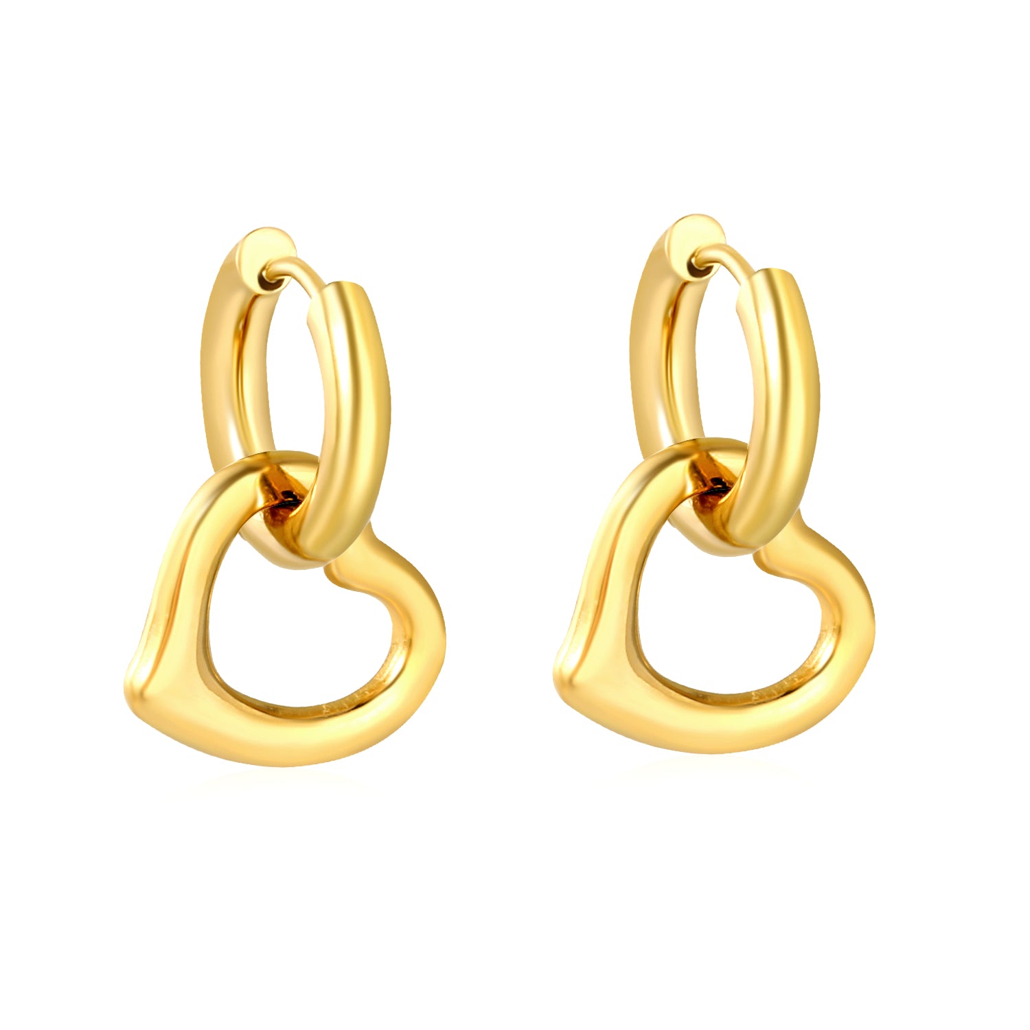 Wholesale 18K Gold Plated Heart Hoop Earrings Interlock Design Minimalist LuxuryHigh-resolution on white background
