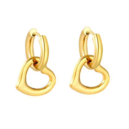 Wholesale 18K Gold Plated Heart Hoop Earrings Interlock Design Minimalist LuxuryHigh-resolution on white background