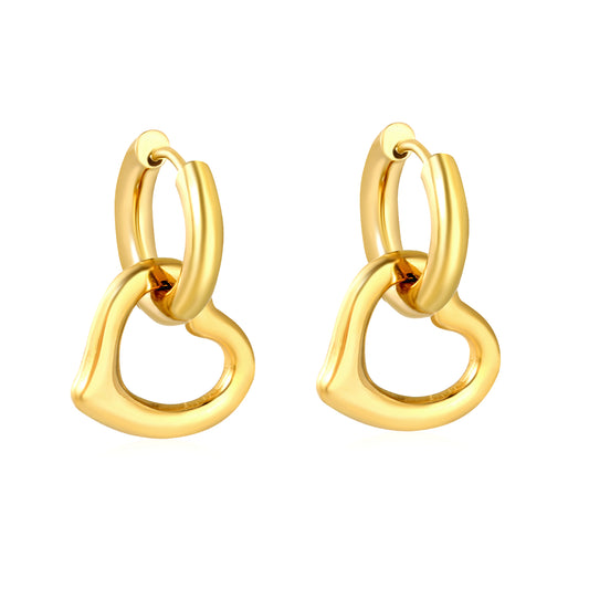 Wholesale 18K Gold Plated Heart Hoop Earrings Interlock Design Minimalist LuxuryHigh-resolution on white background