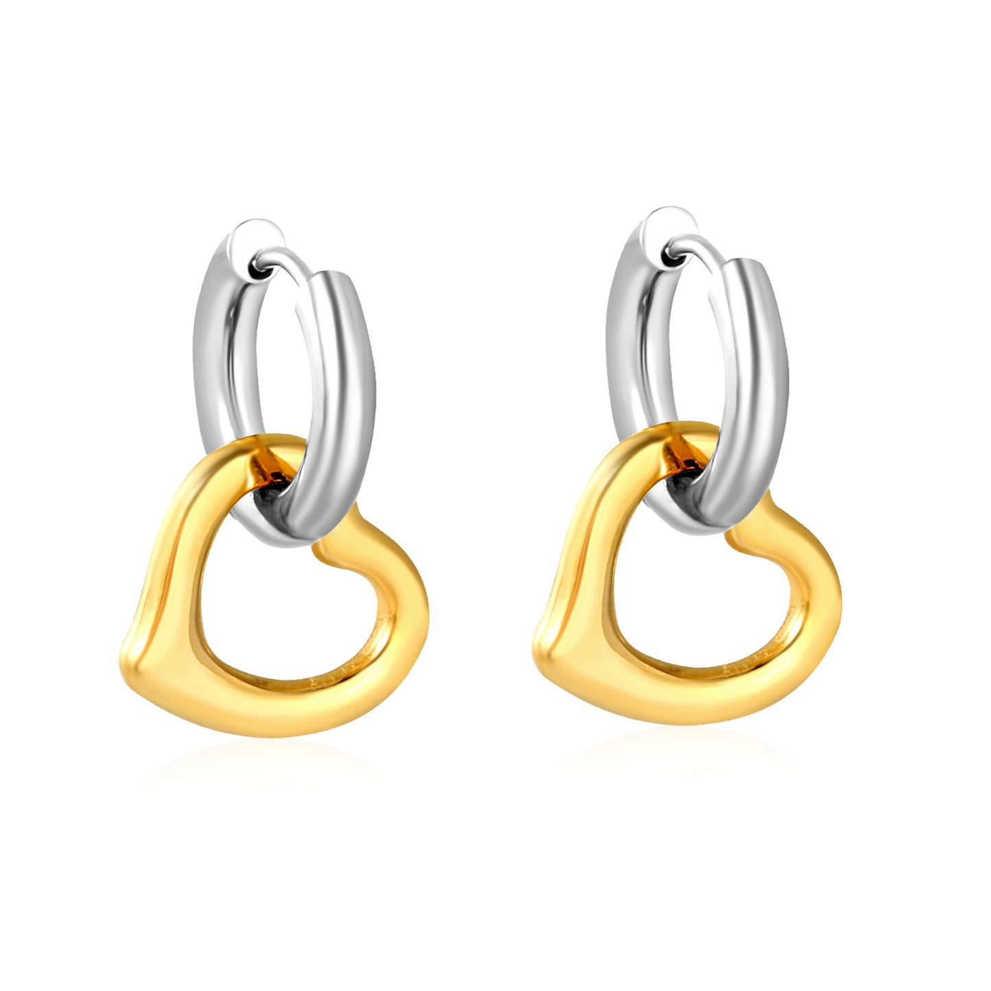 Wholesale 18K Gold Plated Heart Hoop Earrings Interlock Design Minimalist LuxuryHigh-resolution on white background_mixed