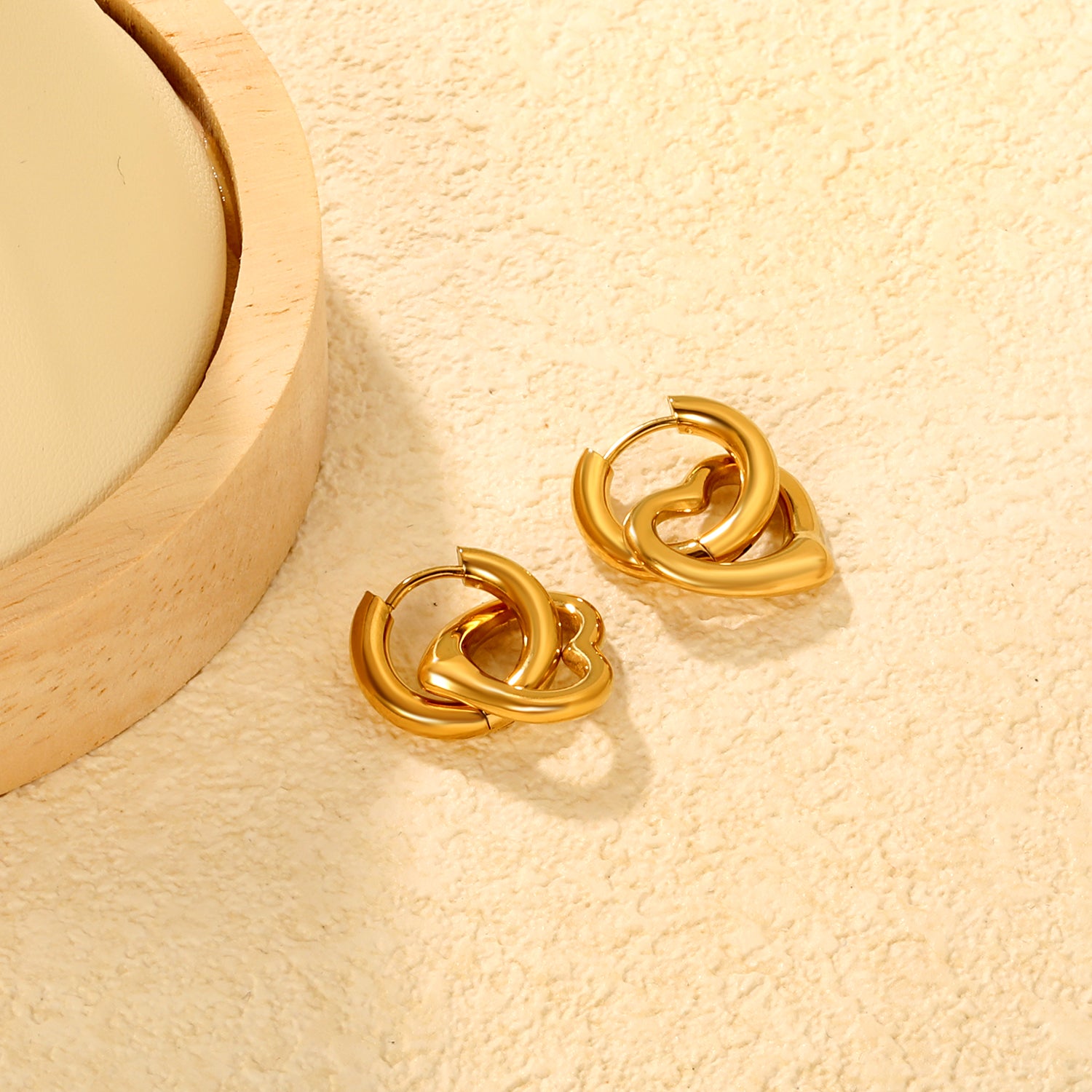 Wholesale 18K Gold Plated Heart Hoop Earrings Interlock Design Minimalist LuxuryInspiration Board