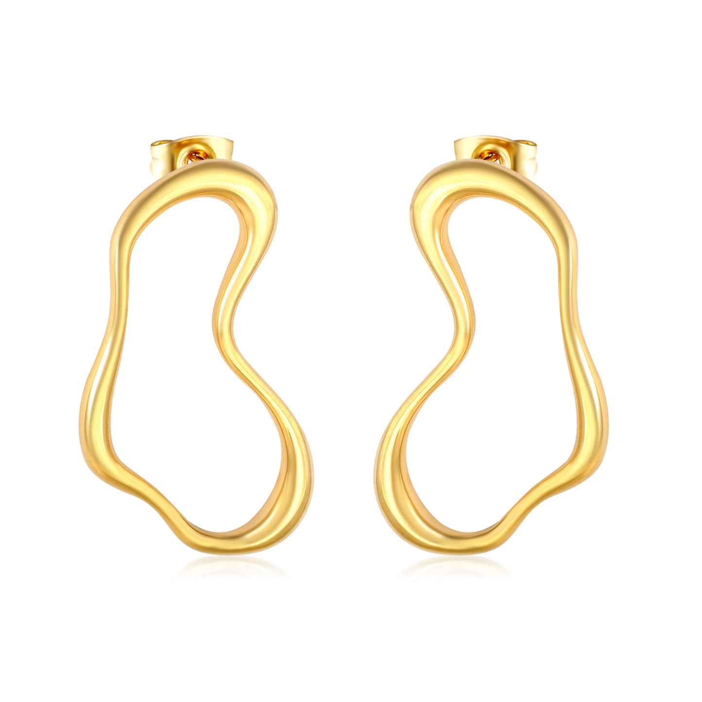 Wholesale 18K Gold Plated Irregular Wave Earrings Futuristic Art MinimalistHigh-resolution on white background