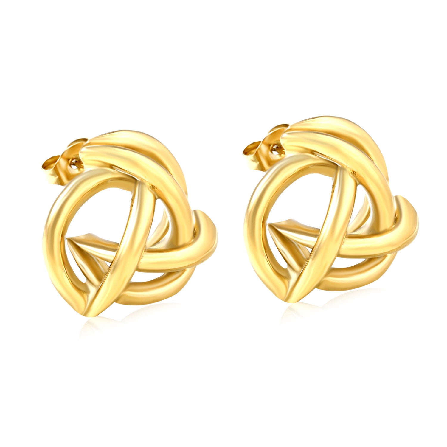 Wholesale 18K Gold Plated Knot Earrings Textured Weave Industrial VintageHigh-resolution on white background
