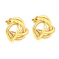 Wholesale 18K Gold Plated Knot Earrings Textured Weave Industrial VintageHigh-resolution on white background
