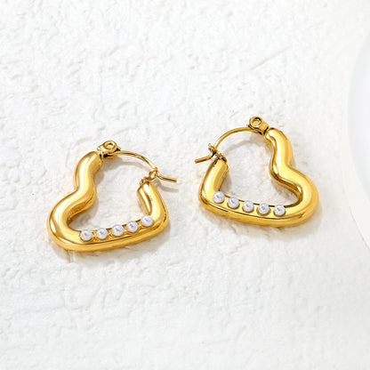 Wholesale 18K Gold Plated Openwork Heart Earrings Diamond Accent Festival CelebrationHigh-resolution Lifestyle Photos