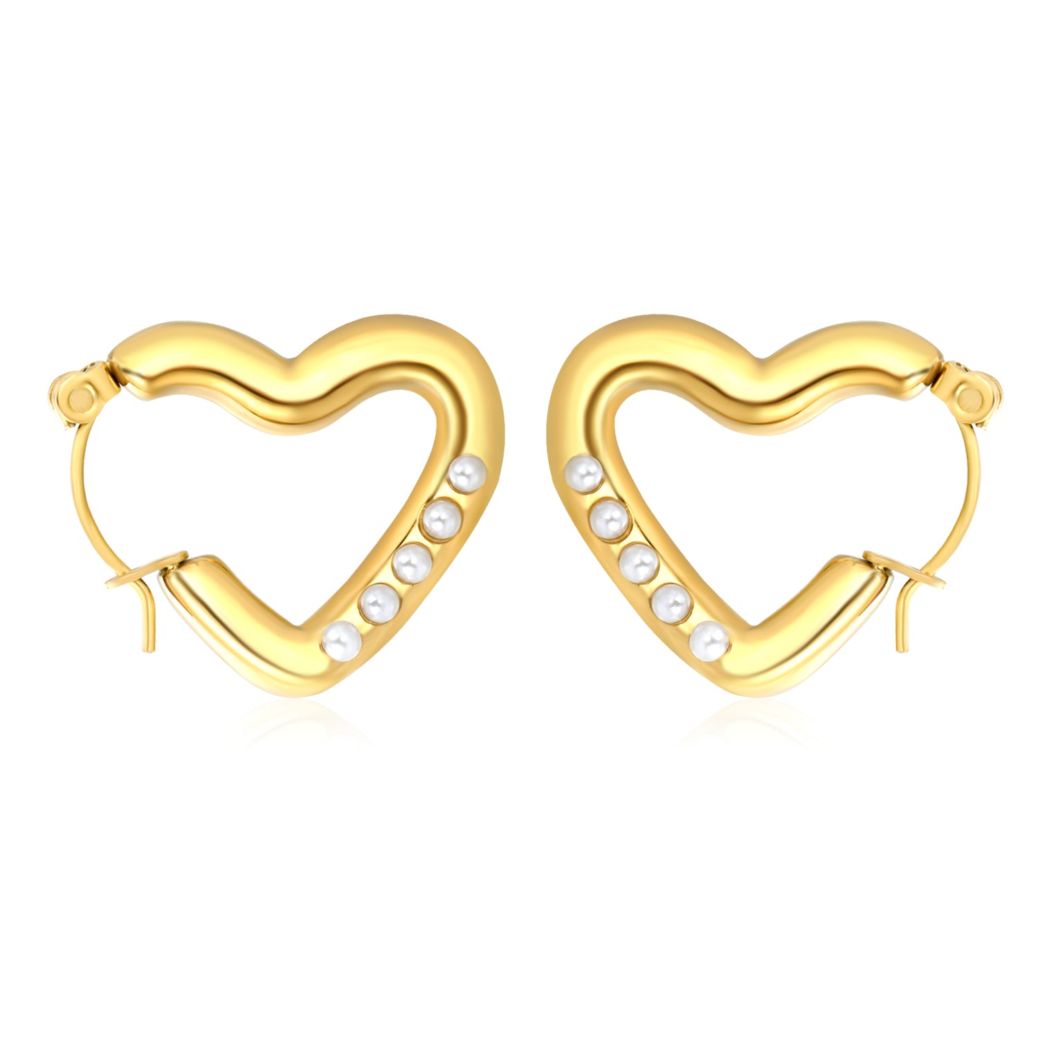 Wholesale 18K Gold Plated Openwork Heart Earrings Diamond Accent Festival CelebrationHigh-resolution on white background