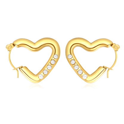 Wholesale 18K Gold Plated Openwork Heart Earrings Diamond Accent Festival CelebrationHigh-resolution on white background