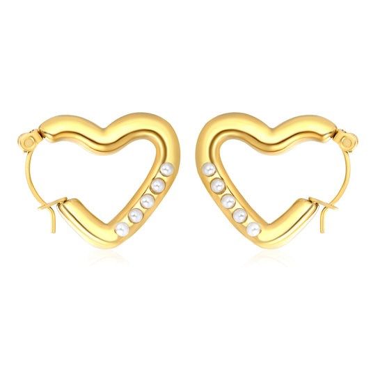 Wholesale 18K Gold Plated Openwork Heart Earrings Diamond Accent Festival CelebrationHigh-resolution on white background