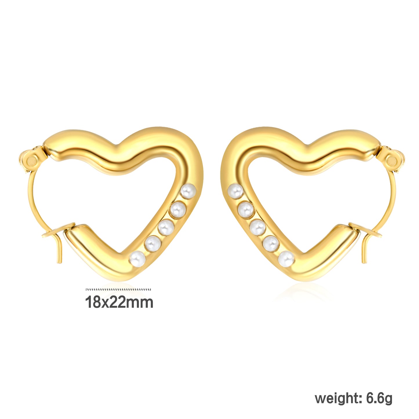 Wholesale 18K Gold Plated Openwork Heart Earrings Diamond Accent Festival Celebrationdimension diagram with measurements