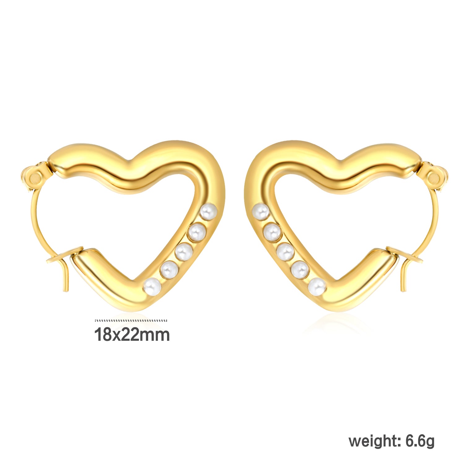 Wholesale 18K Gold Plated Openwork Heart Earrings Diamond Accent Festival Celebrationdimension diagram with measurements