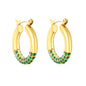 Wholesale 18K Gold Plated Pave Huggie Hoop Earrings Cubic Zirconia WaterproofHigh-resolution on white background——green