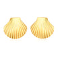 Wholesale 18K Gold Plated Shell Earrings Textured Surface Natural Theme LuxuryHigh-resolution on white background