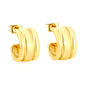Wholesale 18K Gold Plated Wide C-Hoop Earrings Industrial Texture Vintage LuxuryHigh-resolution on white background
