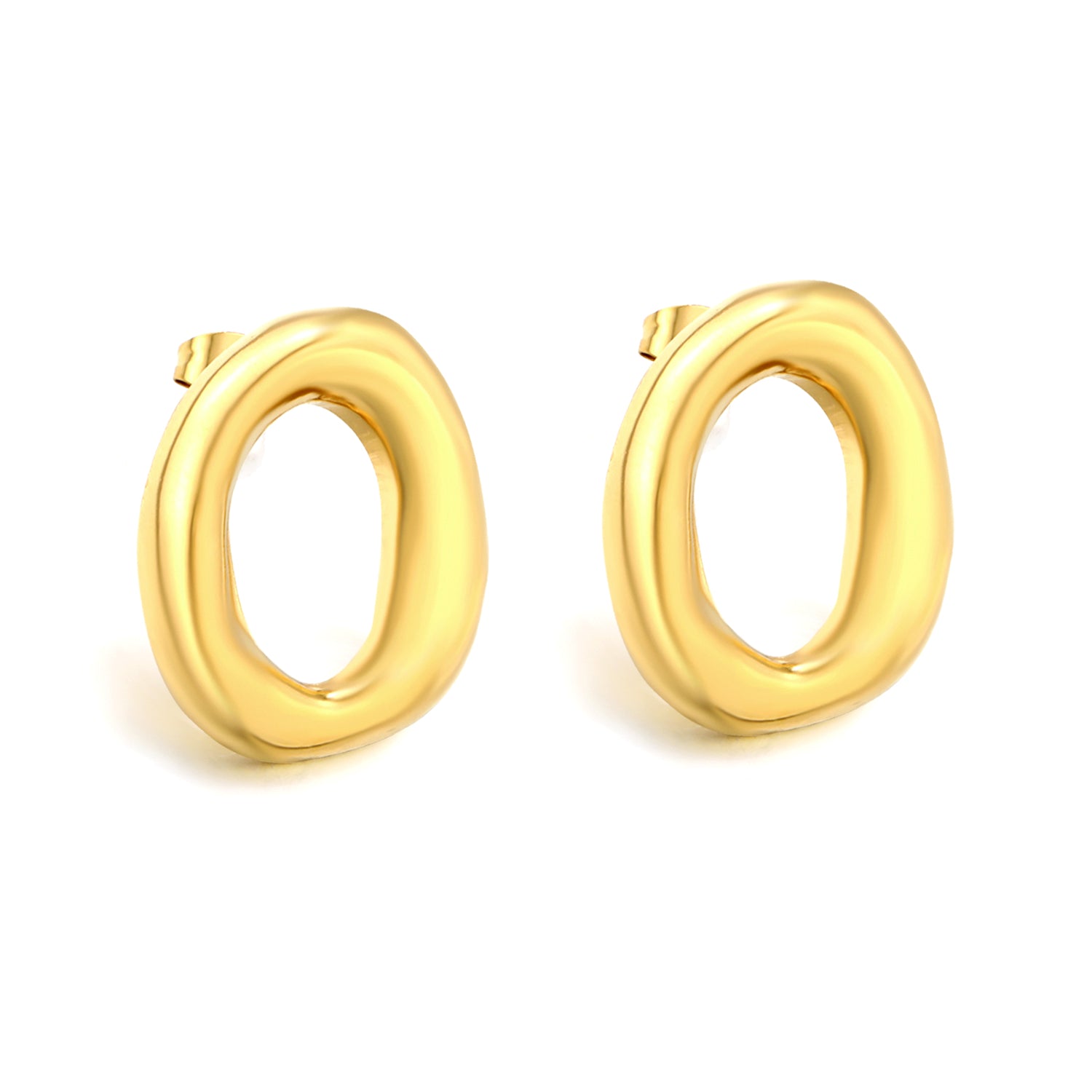 Wholesale 18K Gold Plated Wide O-Hoop Earrings Minimalist Statement Light LuxuryHigh-resolution on white background