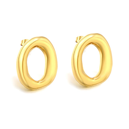 Wholesale 18K Gold Plated Wide O-Hoop Earrings Minimalist Statement Light LuxuryHigh-resolution on white background