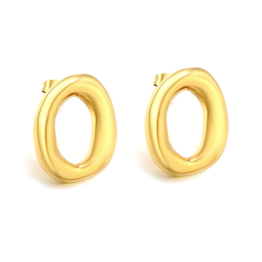 Wholesale 18K Gold Plated Wide O-Hoop Earrings Minimalist Statement Light LuxuryHigh-resolution on white background