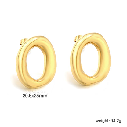 Wholesale 18K Gold Plated Wide O-Hoop Earrings Minimalist Statement Light Luxurydimension diagram with measurements